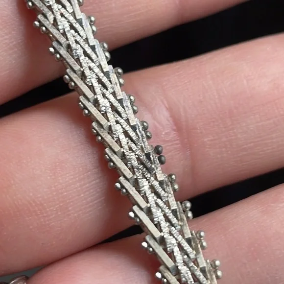 Vintage Sterling Silver 925 Italy Herringbone Bracelet - Picture 8 of 15